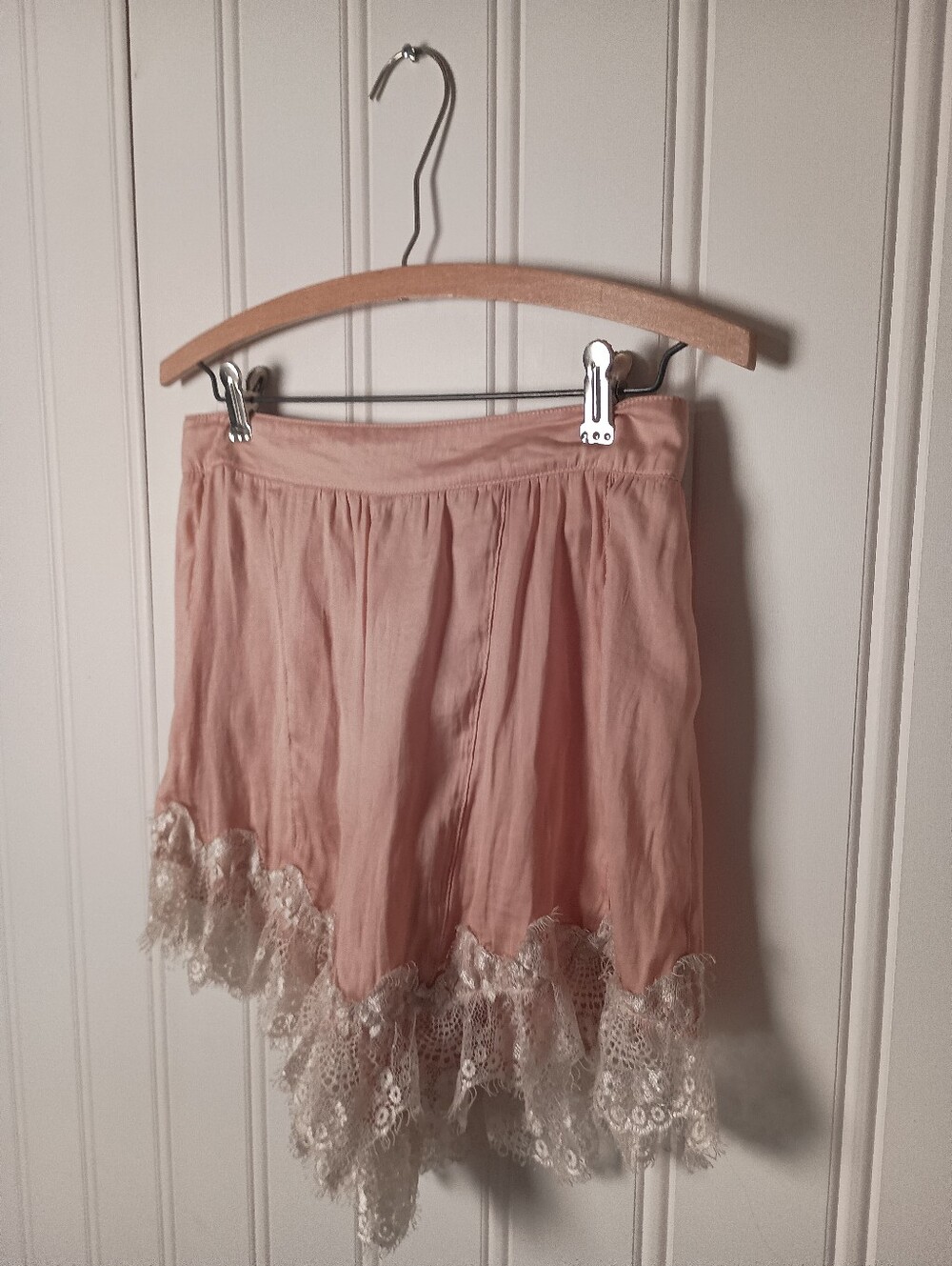 Living Doll- Blush Pink Lace-Trim Shorts- Size M